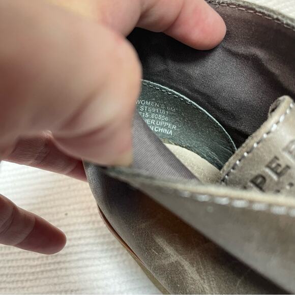 Sperry Women's Gray Harlow Burnished Leather Wedge Bootie Size 6 - Picture 7 of 7